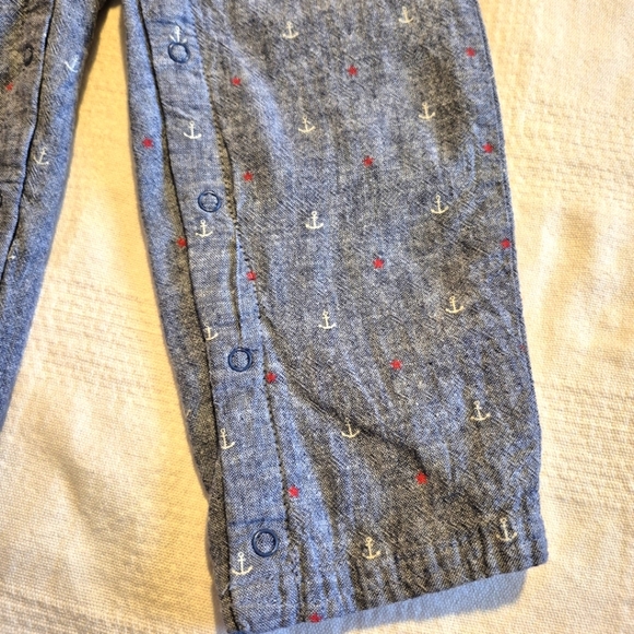 Janie and Jack boys 18-24 months overalls chambray lined, stars & anchors VGUC - Picture 2 of 11